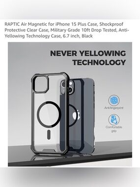 RAPTIC AIR 2.0 Clear Shockproof iPhone 15 Plus Case - Black NEW